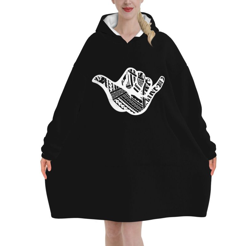 Polynesian Tattoo Shaka Tribal - Sherpa Hoodie Fleece review and price