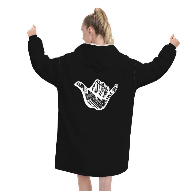 Polynesian Tattoo Shaka Tribal - Sherpa Hoodie Fleece review and price