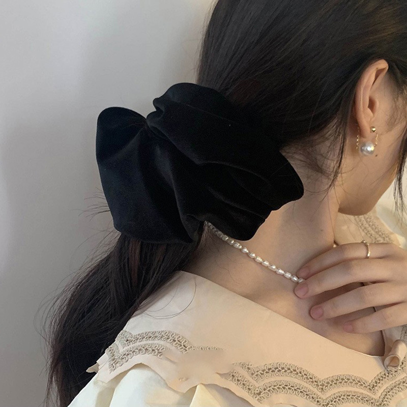 Oversize Black Velvet Scrunchi - Winter Headband Fleece review and price