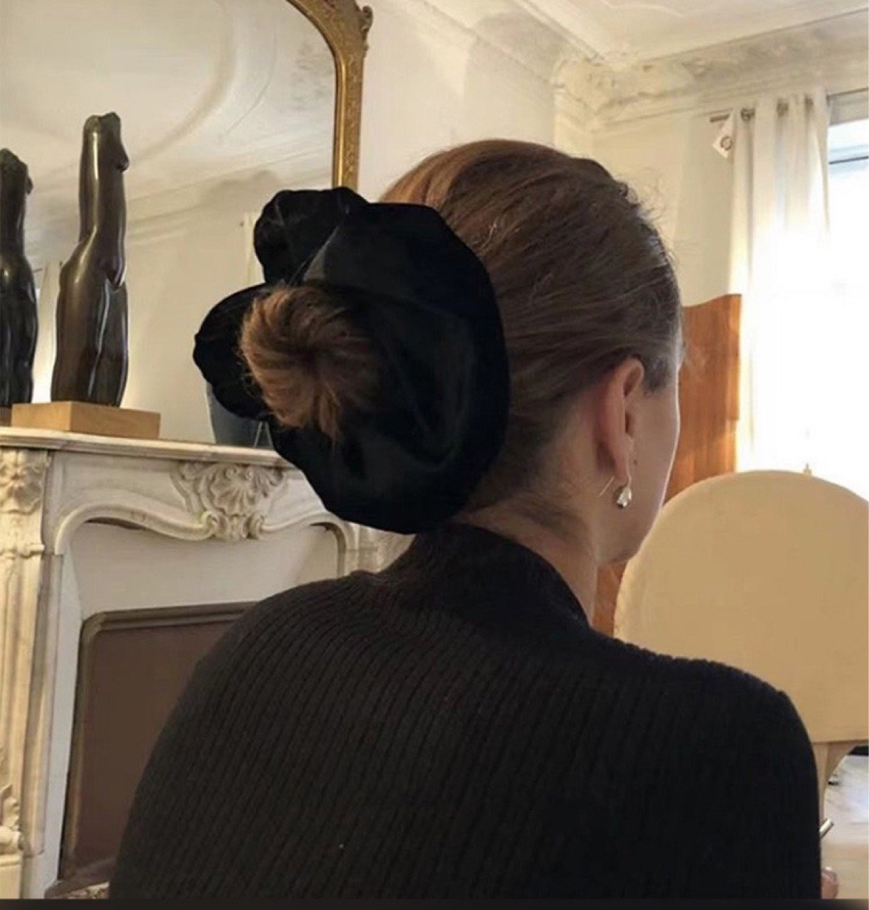 Oversize Black Velvet Scrunchi - Winter Headband Fleece review and price